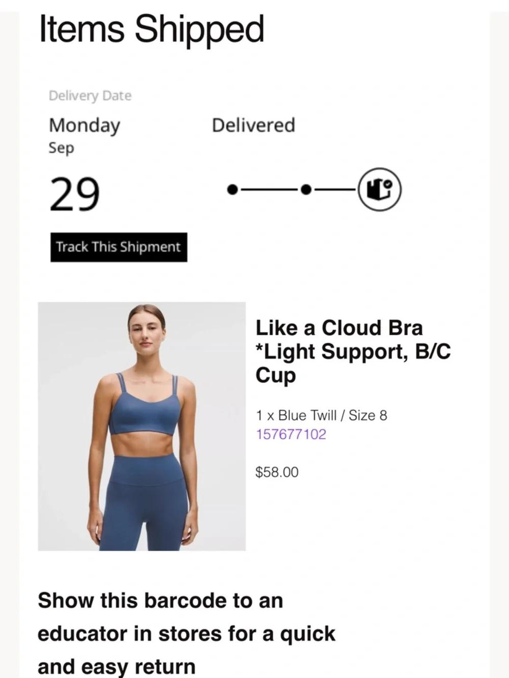 lululemon athletica navy blue sports bra